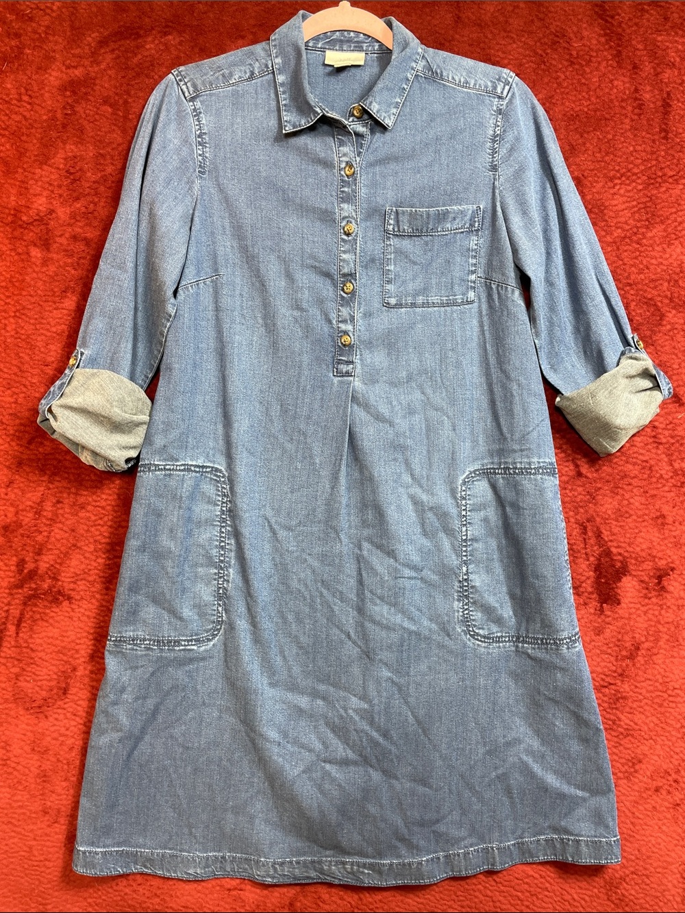 ❤️ J. Jill A-Line Long Sleeve Midi Stretchy Shirt Dress, Relaxed Fit Denim Jeans